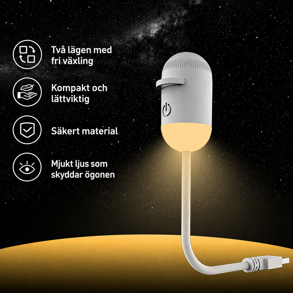 Nattlampa med stjärnhimmel – USB-laddning - Mjukt och behagligt ljus för hela familjen