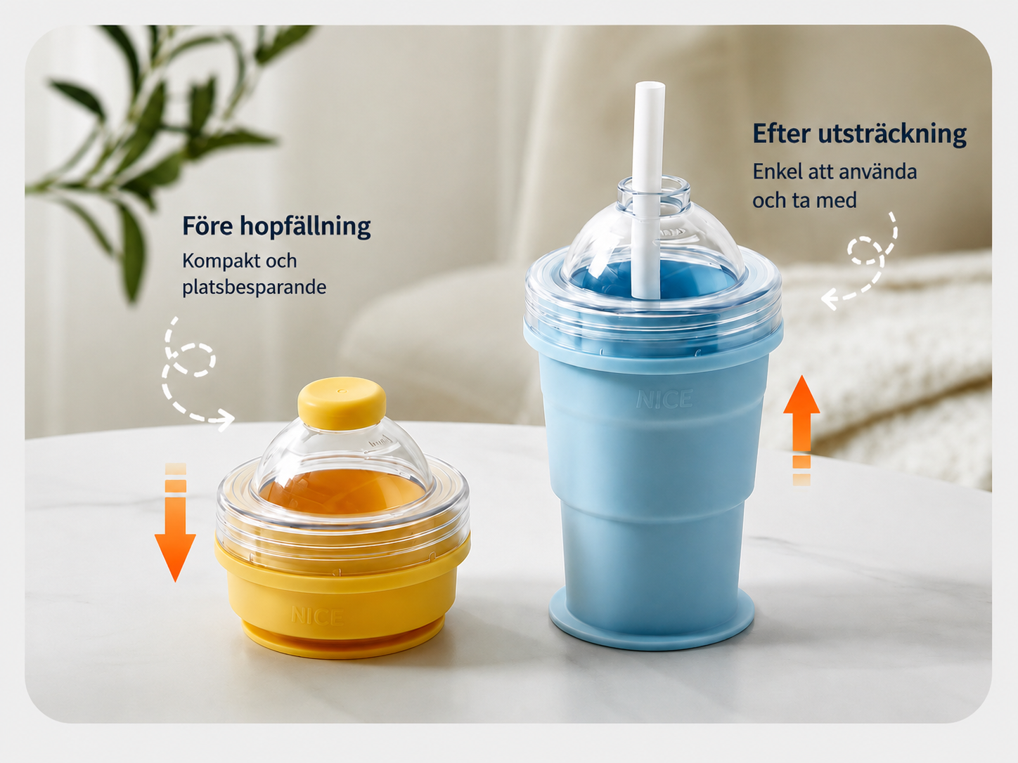 Hopfällbar 2-i-1 Isbollsform och Dricksmugg i Silikon – Perfekt för Kaffe, Juice och Kalla Drycker