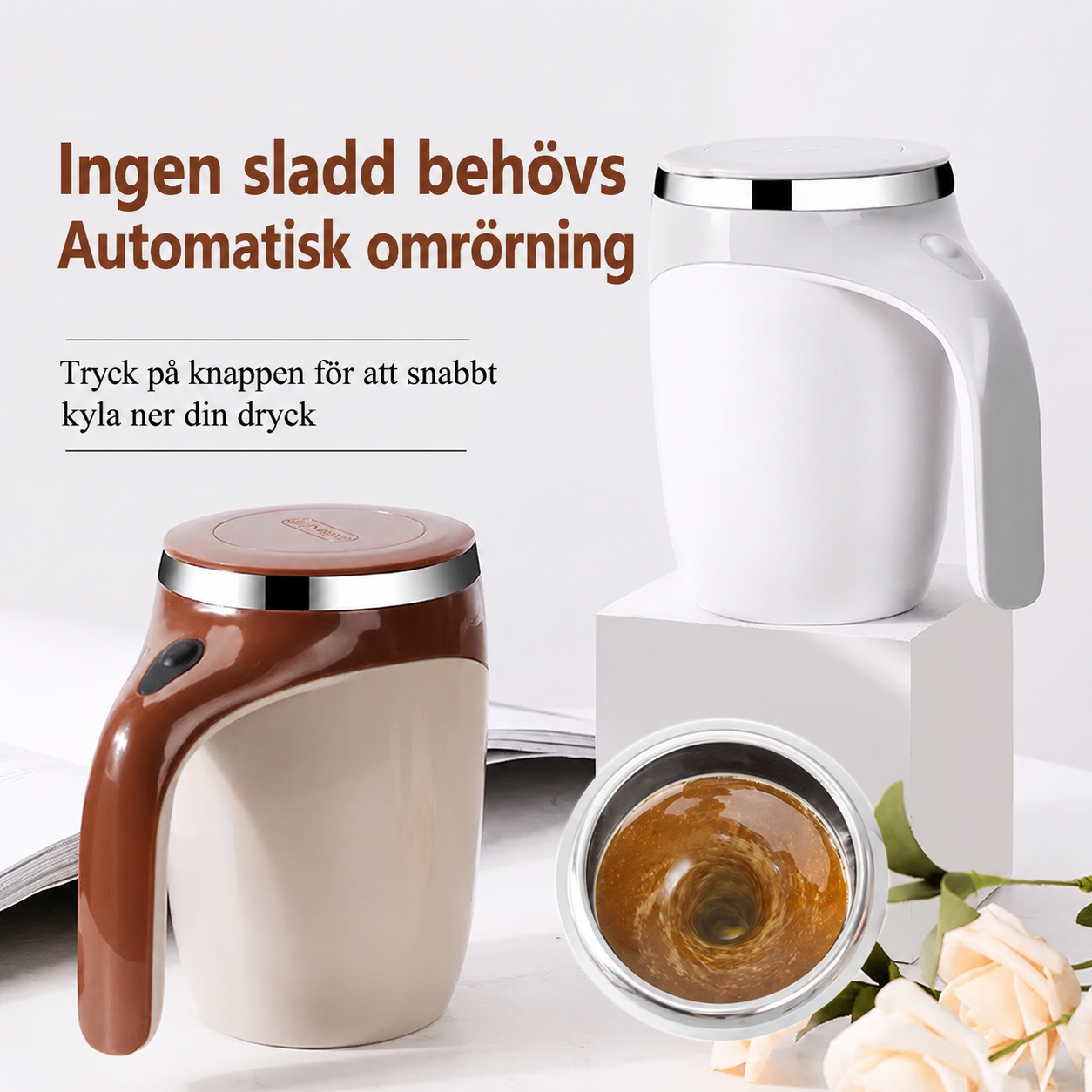 Automatisk självrörande mugg - Uppladdningsbar – För kaffe, te, proteinshakes och milkshakes