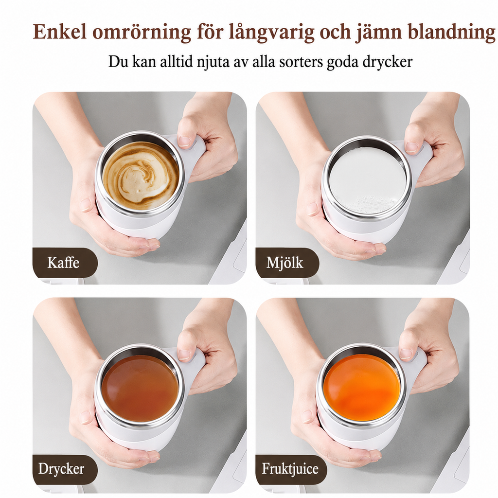 Automatisk självrörande mugg - Uppladdningsbar – För kaffe, te, proteinshakes och milkshakes