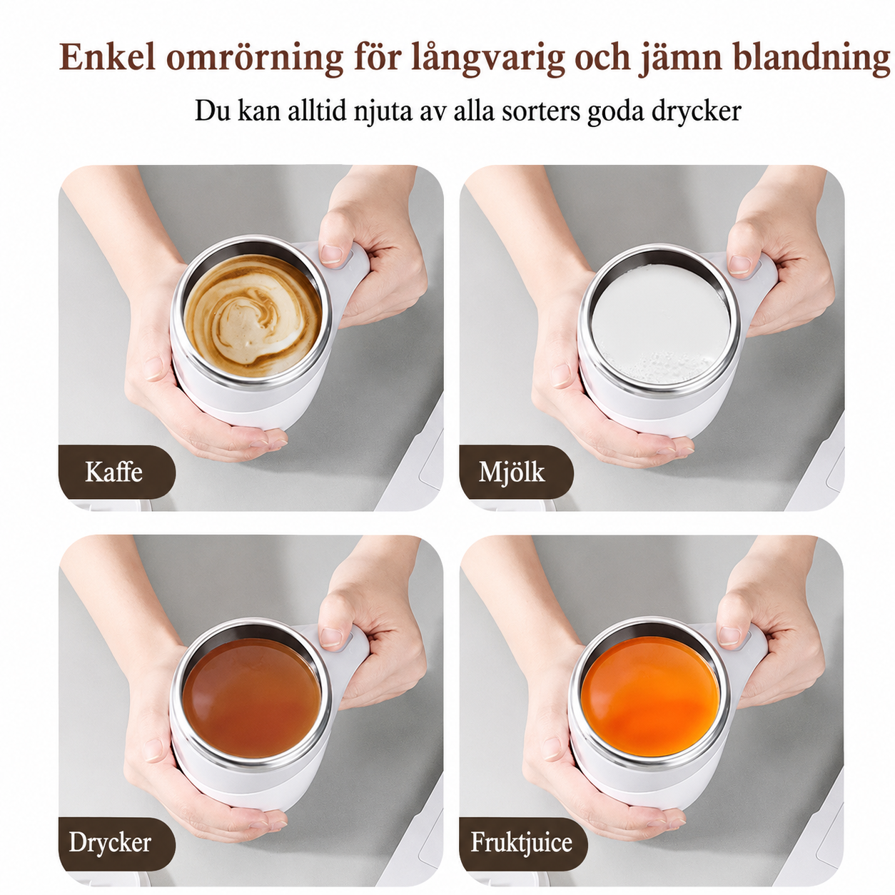 Automatisk självrörande mugg - Uppladdningsbar – För kaffe, te, proteinshakes och milkshakes