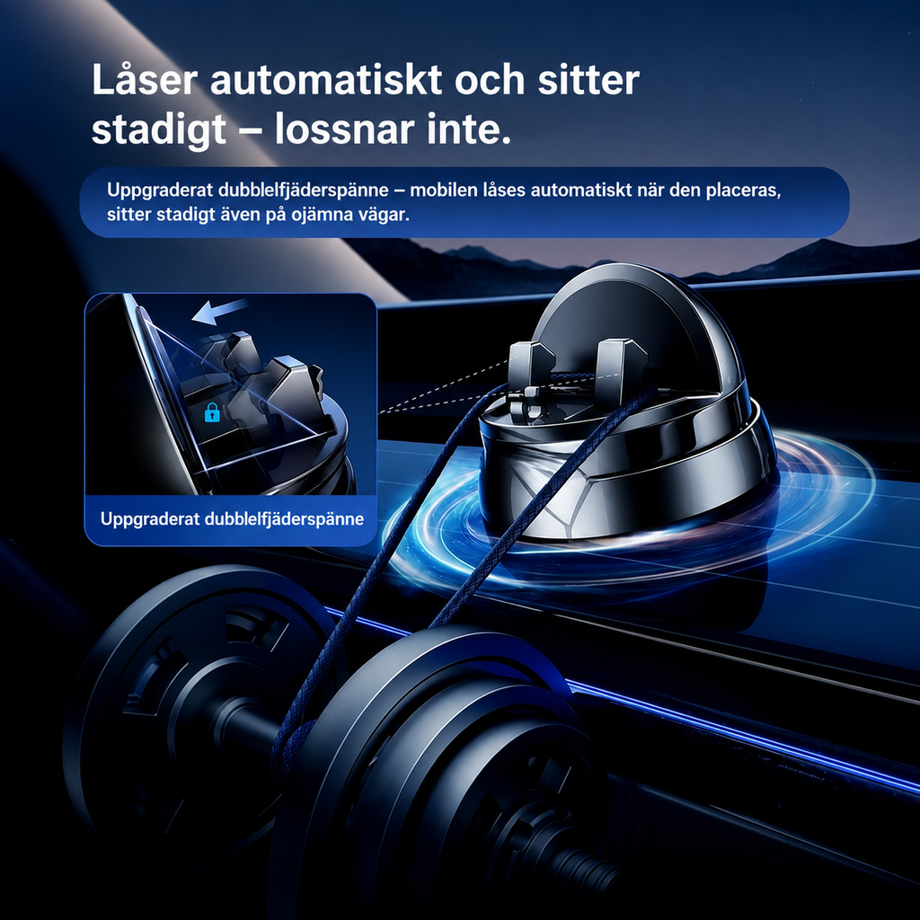 Universal mobilhållare för bil – Svart hållare för instrumentbräda för smartphone och GPS - 360° rotation
