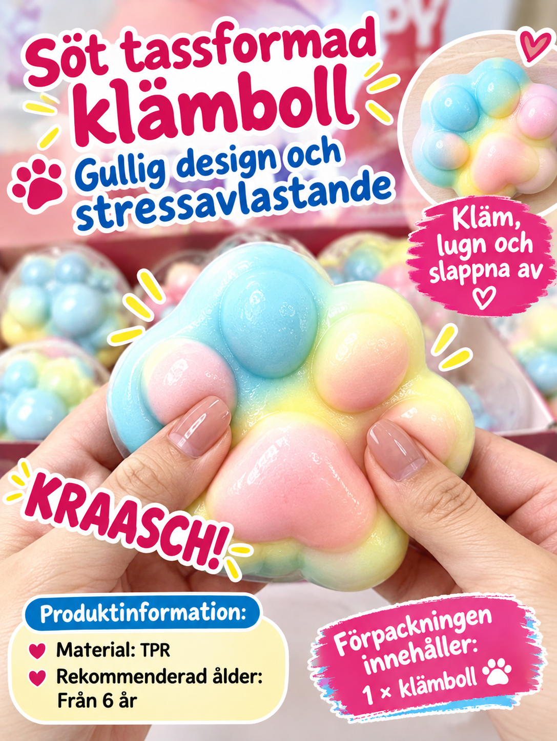 Donut- eller kattassformad squishyboll – gullig design och stressavlastande - Krispig design